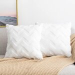 Lot de 2 housses de coussins en laine artificielle et velvet, douce peluche d�corative taie d'oreiller ...