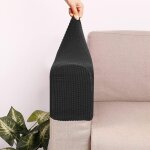 Lot de 2 housses de protection antid�rapantes en polaire �lastique pour accoudoir de canap�