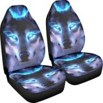 Lot de 2 housses de si�ge de voiture motif loup bleu n�on, pour femme et homme, accessoire de d�coration ...