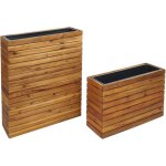 Hhg - lot de 2 bacs � plantes 579, bac � fleurs, jardini�re sur pied, rectangulaire, ext�rieur, bois ...