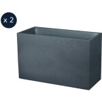 Eda - lot de 2 jardinières muret graphit 99, 5 x 39, 5 x 60 cm - 116 l - gris anthracite Eda - lot de 2 jardinières muret graphit 99, 5 x 39, 5 x 60 cm - 116 l - gris anthracite