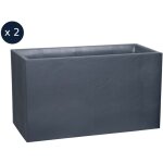 Eda ? lot de 2 jardini�res muret volcania effet pierre 99, 5 x 39, 5 x 60 cm ? 116 l ? polypropyl�ne ...