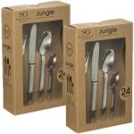 Lot de 2 mnagre jungle en acier inoxydable effet mat - 48 couverts