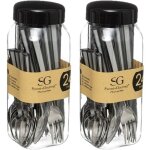 Lot de 2 mnagres tamaris - 48 couverts - inox