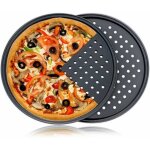 Lot de 2 moules � pizza ronds antiadh�sifs perfor�s en acier au carbone noir, grille r�sistant haute ...