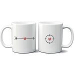 Lot de 2 mugs en céramique couple personnalisés prénoms · flèche et cible · cadeau saint - valentin Lot de 2 mugs en céramique couple personnalisés prénoms · flèche et cible · cadeau saint - valentin