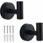 Lot de 2 pat�res en acier inoxydable noir ? crochets muraux pour salle de bain ? capacit� de charge 5 ...