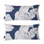 Lot de 2 petits coussins polyester bleu 40 x 20 x 8 cm