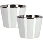 Lot de 2 petits pots de fleurs en céramique émaillé brillant ø 11 cm (blanc) - kotarbau Lot de 2 petits pots de fleurs en céramique émaillé brillant ø 11 cm (blanc) - kotarbau