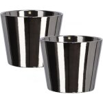 Lot de 2 petits pots de fleurs en céramique émaillée brillante de 11 cm de diamètre - argenté - kotarbau ... Lot de 2 petits pots de fleurs en céramique émaillée brillante de 11 cm de diamètre - argenté - kotarbau ...