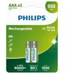 Lot de 2 piles rechargeables aaa philips r03b2a95 / 10 / 1. 2v / .
