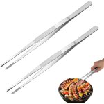 Lot de 2 pinces de cuisine en acier inoxydable de qualit� alimentaire 30 cm, pince � viande avec surface ...