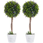 Lot de 2 plantes artificielles avec fleurs de lavande arbre artificiel tronc et pot inclus - hauteur ...