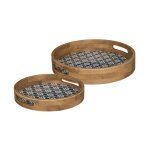 Lot de 2 plateaux d�co 'alicante' 34cm multicolore