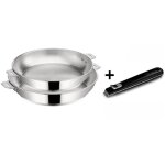 Lot de 2 po�les inox 24 et 28 cm + poign�e lagostina 012138600003