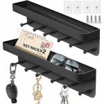 Lot de 2 porte clef mural avec 6 crochets, porte - clés mural en métal avec étagère de rangement, porte ... Lot de 2 porte clef mural avec 6 crochets, porte - clés mural en métal avec étagère de rangement, porte ...