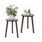 Unho - lot de 2 porte plante en bambou - table d'appoint scandinave hauteur 42cm echelle int�rieur pour ...