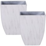 Lot de 2 pots de fleurs cache - pots carrés en mélange de pierre effet marbre blanc idéals pour extérieur ... Lot de 2 pots de fleurs cache - pots carrés en mélange de pierre effet marbre blanc idéals pour extérieur ...