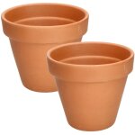 Lot de 2 pots de fleurs en terre cuite - 17 cm - avec bord - pour l'int�rieur et le jardin