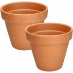 Lot de 2 pots de fleurs en terre cuite � 17 cm avec bord pour l'int�rieur et le jardin - kotarbau