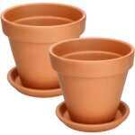 Lot de 2 pots de fleurs, en terre cuite, diamtre 17 cm, pour l'intrieur et le jardin - kotarbau