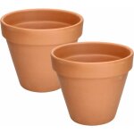 Lot de 2 pots de fleurs en terre cuite � 19 cm avec bord pour l'int�rieur et le jardin - kotarbau