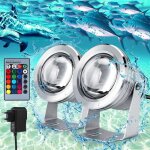 Lot de 2 projecteur submersible � led, 5050 rgb �tanche ip68 �clairage sous - marin, projecteur led pour ...