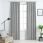 Lot de 2 rideaux occultants?décoration chambre fenêtre?rideau thermique isolant avec crochets gris 140x245 ... Lot de 2 rideaux occultants?décoration chambre fenêtre?rideau thermique isolant avec crochets gris 140x245 ...
