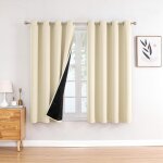 Lot de 2 rideaux occultants doublure noire 132x160cm, isolant thermique anti froid, � oeillets pour chambre ...