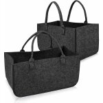 Lot de 2 sacs en feutre pour bois de chemine pliable grand panier shopper pour bois journaux 50x25x25 ...
