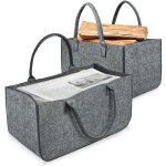 Lot de 2 sacs en pliable grand panier shopper en feutre pour bois de chemine sacs pour bois journaux, ...