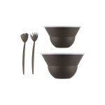 Lot de 2 saladiers 3l / 4. 9l avec couvercle + couverts marron bodum k2551 - 451 - 143s - 1