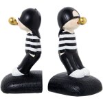 Lot de 2 petits serre - livres en r�sine avec gomme blanc / noir 23x11x21 cm