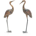 Goplus - lot de 2 statues 85 - 86 cm de grue de jardin en mtal, dcoration extrieure sculpture d'oiseau ...