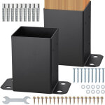 Lot de 2 support de poteau bois 4''x4'' 102x102 mm base de poteaux interne 91x91 mm acier au carbone ...