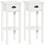Lot de 2 tables d'appoint bout de canapé guéridon - tiroir, étagère - dim. 30l x 30l x 75h cm - poignées ... Lot de 2 tables d'appoint bout de canapé guéridon - tiroir, étagère - dim. 30l x 30l x 75h cm - poignées ...