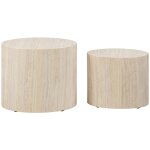 Lot de 2 tables d'appoint ovales en effet travertin - beige - equicola