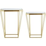 Beliani - lot de 2 tables basses bouts de canap�s design en m�tal dor� avec plateaux en miroir parfaits ...