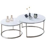 Homy france - lot de 2 tables basses gigogne arto inox blanc ultra
