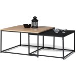Idmarket - lot de 2 tables basses gigognes boston 60 / 70 m�tal noir et bois design industriel