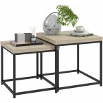 Homcom - lot de 2 tables basses gigognes carres style contemporain - acier noir panneaux aspect chne ...