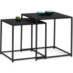 Idmarket - lot de 2 tables basses gigognes davis 40 / 45 en m�tal noir mat design industriel