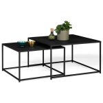 Idmarket - lot de 2 tables basses gigognes davis 60 / 70 en m�tal noir mat design industriel