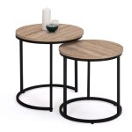 Idmarket - lot de 2 tables basses gigognes detroit rondes 40 / 45 design industriel