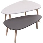 Jeobest - lot de 2 tables basses gigognes laques blanc - gris scandinave