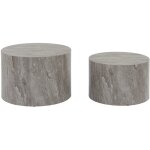 Sweeek - lot de 2 tables basses paros rondes effet marbre gris. tables gigognes �58 x h 40cm / �50 x ...