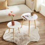 Vasagle ? lot de 2 tables basses rondes en mdf et pin massif ? 45cm et 35cm de diam�tre ? style scandinave ...