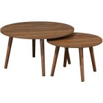 Sweeek - lot de 2 tables basses rondes décor bois de noyer népal Sweeek - lot de 2 tables basses rondes décor bois de noyer népal
