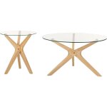 Beliani - lot de 2 tables basses en verre de s�curit� et bois d'h�v�a laqu� clair valley