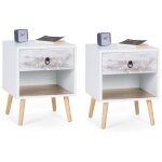 Lot de 2 tables de chevet bahia 1 tiroir avec niche scandinave